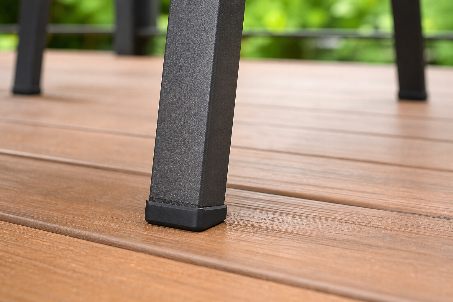 Outdoor Furniture Feet Glides protecting a wooden deck