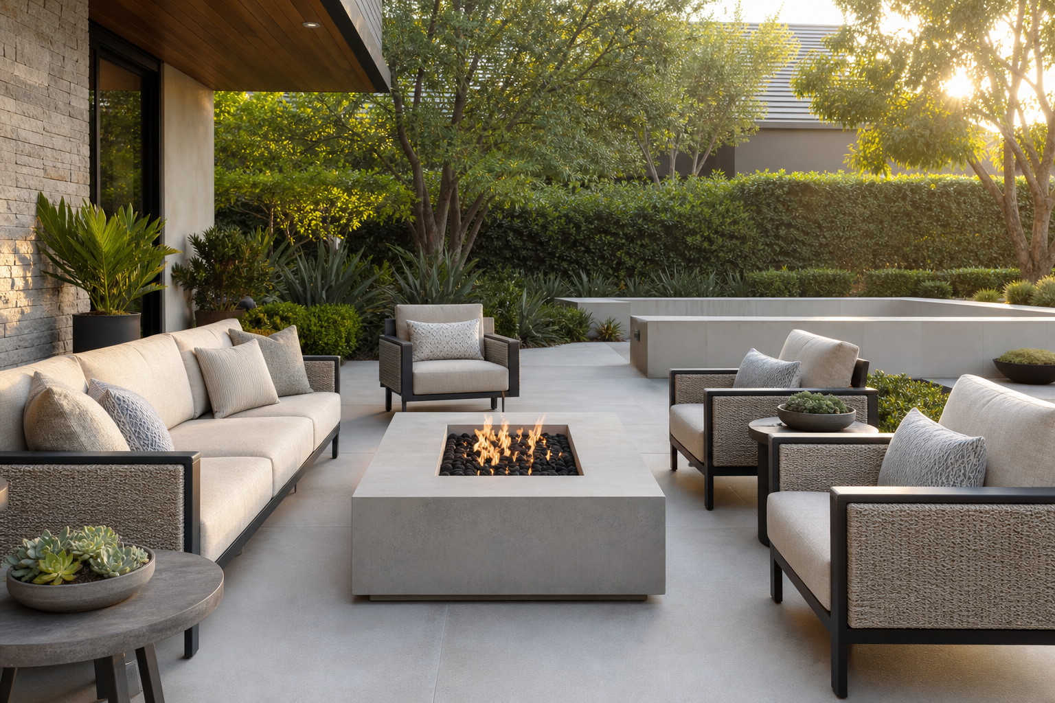 Modern patio with Sunbrella Emerge Collection furniture
