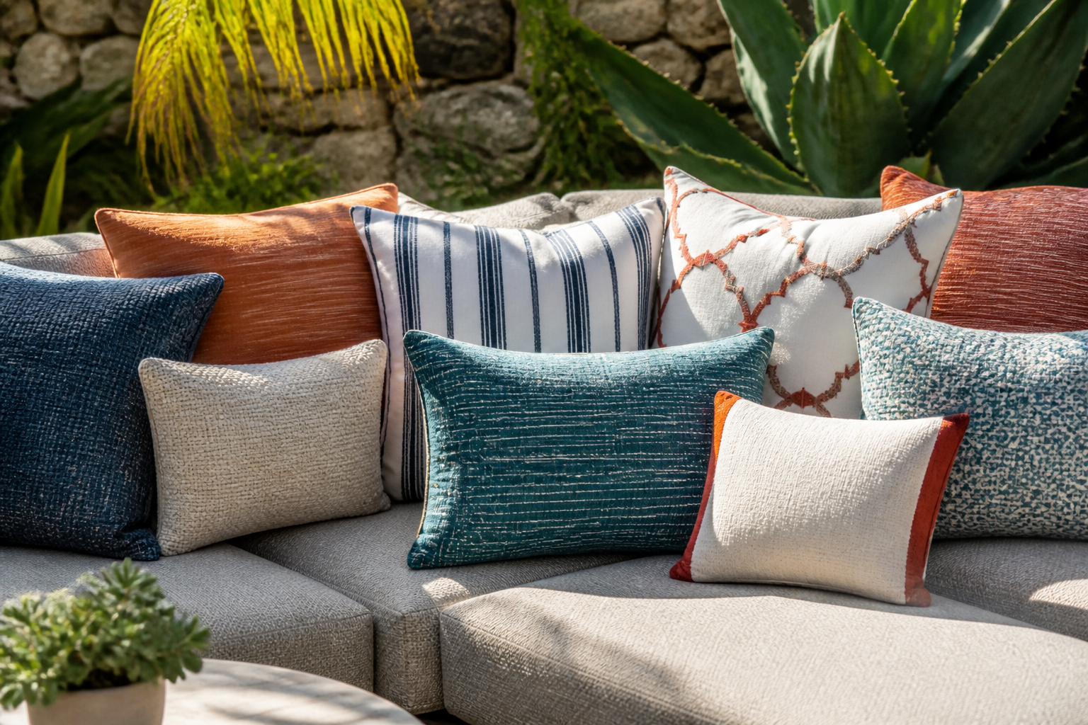 Sunbrella Outdoor Pillows for a luxurious patio.